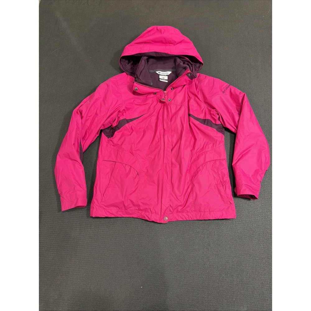 Columbia 2 in 1 Interchange Jacket Women's Size XL Pink Purple Hooded Coat